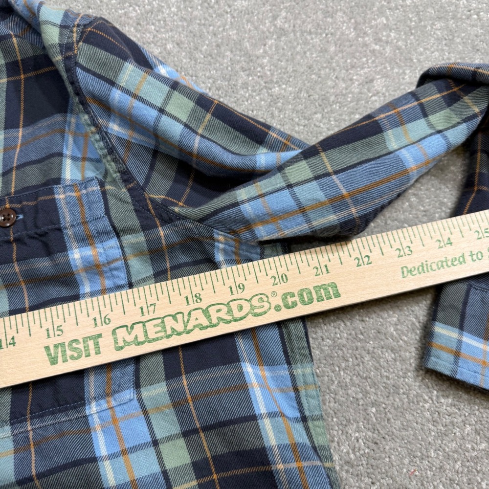 LL Bean Rangeley Flannel Shirt Plaid Button Carbon Navy Sml Organic Cotton Gorp - Picture 11 of 13